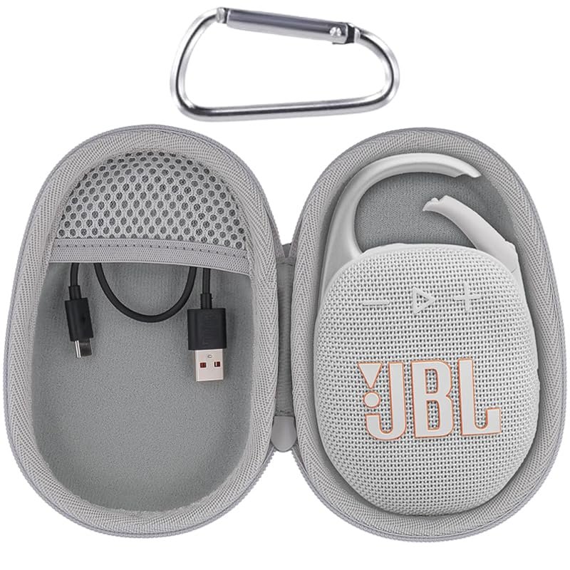Aenllosi Hard Carrying Case for JBL Clip 5 Bluetooth Speaker, Clip 5 Speaker Protective Case, White (Case Only)