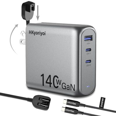 140W GaN+ USB C Charger 100W Laptop Fast Charger PD3.1 PPS 3-Port USB C Wall Charger Power Adapter for MacBook Pro 16'', Dell XPS, iPhone 16/15 Pro Max, iPad Pro, Tablet, Chromebook (Gray)