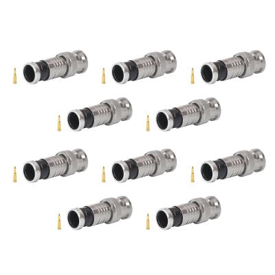 BNC Male RG6 Compression Connector(10Pcs), Speedy Installation Snap Seal Plug Connector Sky Satellite Virgin Cable