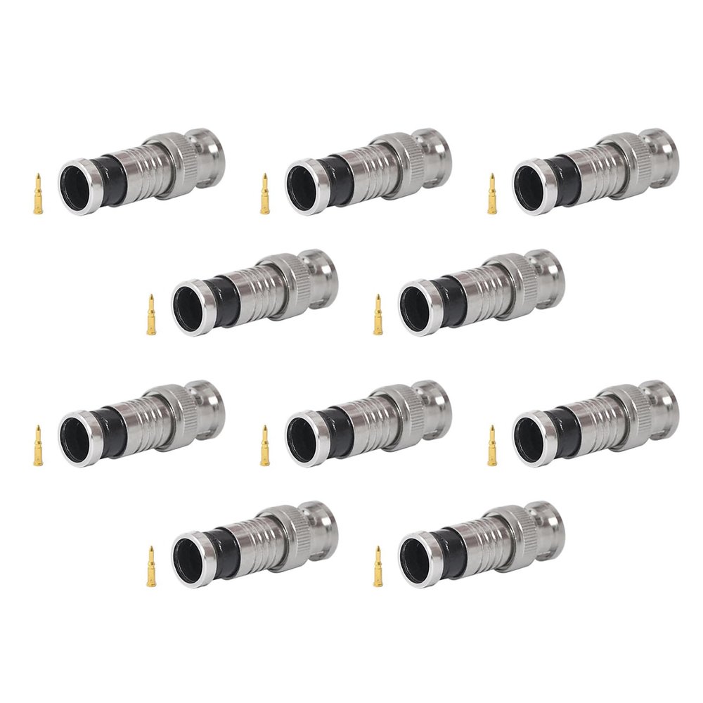 BNC Male RG6 Compression Connector(10Pcs), Speedy Installation Snap Seal Plug Connector Sky Satellite Virgin Cable