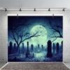 10x8ft Halloween Graveyard Backdrop Dark Scary Cemetery Full Moon Night Horror Ghost Forest Background Halloween Party Wall Hanging Decoration Photography Photoshoot Studio Props view 3