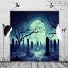 10x8ft Halloween Graveyard Backdrop Dark Scary Cemetery Full Moon Night Horror Ghost Forest Background Halloween Party Wall Hanging Decoration Photography Photoshoot Studio Props view 4