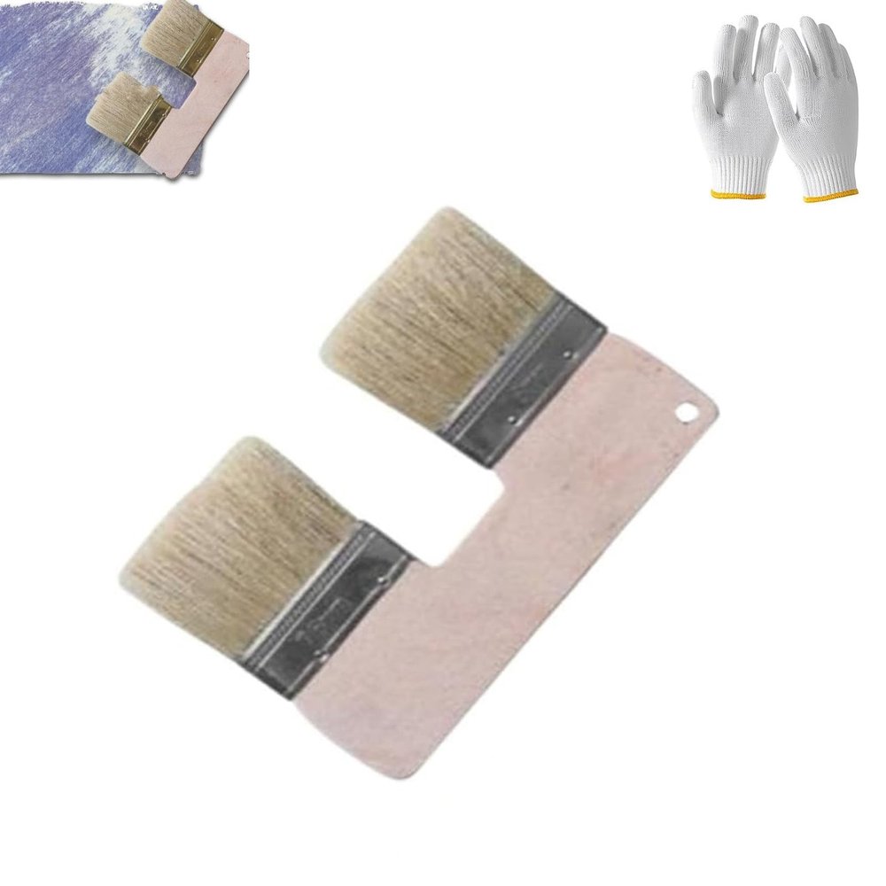 Gowcxn 3-Inch Double Head Acrylic Paint Brush, Double Brush, Beige, Synthetic Bristles