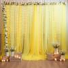 1010ft Yellow Tulle Backdrop Curtain with Lights String for Parties, Sheer Curtain Backdrop Drapes for Wedding Party Photography Background view 1