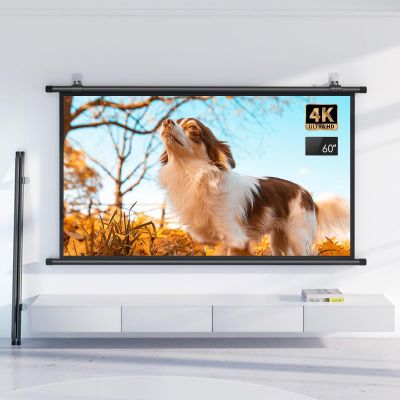 Projector Screen 60" Wall Mounted 4K HD Projection Screen, 4:3 16:9 Ratio Home Theatre Cinema Screen, Ideal for Home, Classroom, Office Presentations Black(4:3)