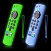 2-Pack Glowing Green + Glow Blue Remote Cover Compatible with Amazon Fire TV Stick, HD, 3rd Gen., 4K Remote Controls, Anti-Slip Silicone Protective Case with Lanyard, GITD! view 1