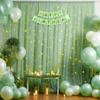 20ft x 10ft Green Backdrop Curtain with Lights String for Parties, Sheer Tulle Wedding Photo Backdrops Drapes for Baby Shower Birthday Party Decorations Background for Photography view 2