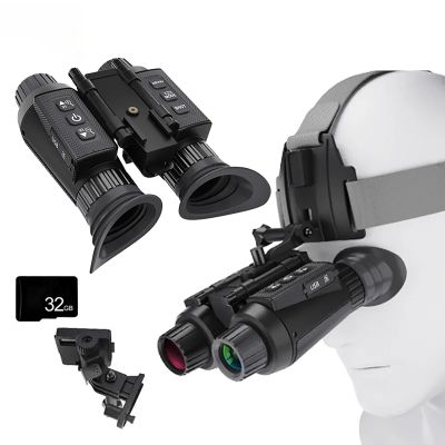 WGFXYBFY NV8300 Night Vision Goggles Head-Mounted,3D 4K Night Vision Binoculars,Built-in 1.4-Inch Digital Infrared Scope with 32GB Memory Card and Bracket,for Adults Camping