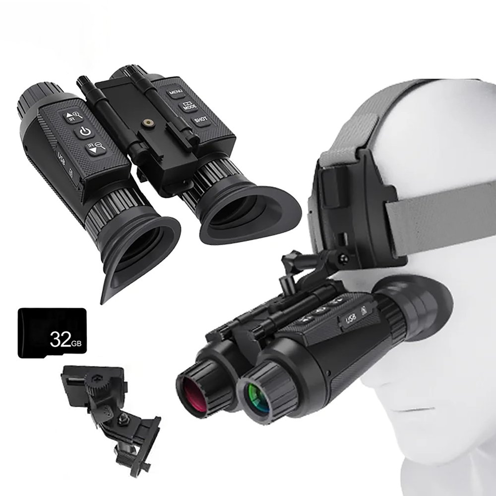 WGFXYBFY NV8300 Night Vision Goggles Head-Mounted,3D 4K Night Vision Binoculars,Built-in 1.4-Inch Digital Infrared Scope with 32GB Memory Card and Bracket,for Adults Camping