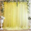 10ft x 10ft Yellow Backdrop Curtain with Lights String for Parties, Sheer Tulle Wedding Photo Backdrops Drapes for Baby Shower Birthday Party Decorations Background for Photography view 1