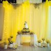 10ft x 10ft Yellow Backdrop Curtain with Lights String for Parties, Sheer Tulle Wedding Photo Backdrops Drapes for Baby Shower Birthday Party Decorations Background for Photography view 2