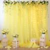 10ft x 10ft Yellow Backdrop Curtain with Lights String for Parties, Sheer Tulle Wedding Photo Backdrops Drapes for Baby Shower Birthday Party Decorations Background for Photography view 3