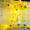 10ft x 10ft Yellow Backdrop Curtain with Lights String for Parties, Sheer Tulle Wedding Photo Backdrops Drapes for Baby Shower Birthday Party Decorations Background for Photography view 4
