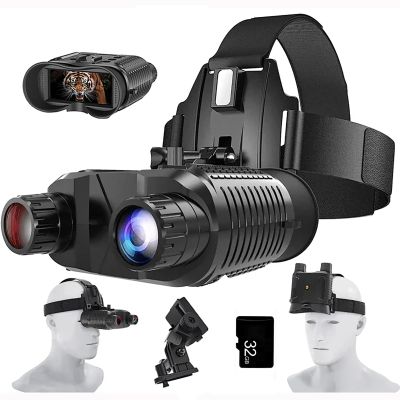 WGFXYBFY Night Vision Goggles Head-Mounted,NV8160 Night Vision Binoculars for Adults,1312FT Digital Infrared Scope,8X Digital Zoom,with 32GB SD Card,Black