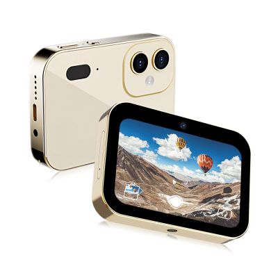4K Digital Camera, 3in Touchscreen Kids Camera for Photography, 64MP MP3 Player Vlogging Camera, 16X Zoom Compact Point and Shoot Cameras for Kids Boys Girls (Gold)