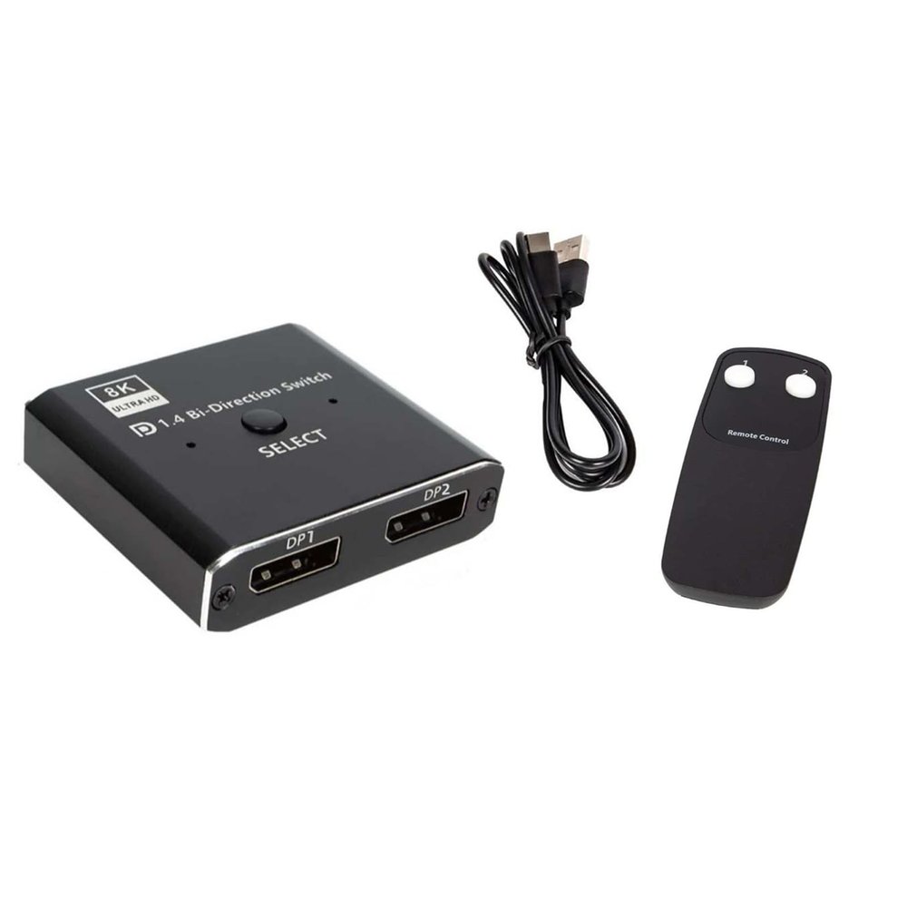 1 in 2 Out/2 in 1 Out DP Switch, DP Selector Switch DP1.4 8K@30Hz 4K@144Hz Bi-Directional Switch for Monitor Laptop Gaming Console