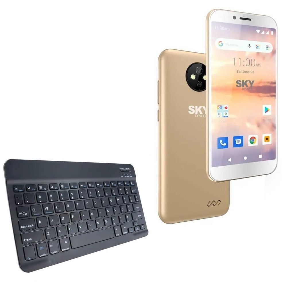 BoxWave Keyboard Compatible with Sky Devices Elite J55 - SlimKeys Bluetooth Keyboard, Portable Thin with Chiclet-Style Keys - Jet Black