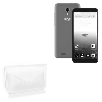BoxWave Case Compatible with Sky Devices Platinum G55 - Elite Leather Messenger Pouch, Synthetic Leather Cover Case Envelope Design - Ivory White