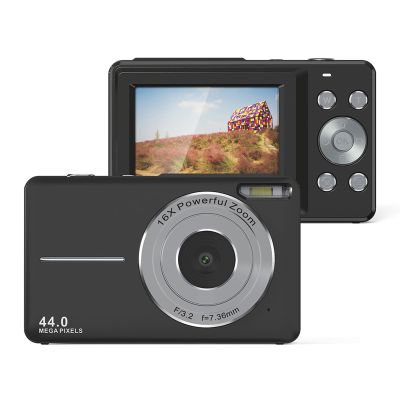 Yunseity 44MP 1080P Digital Camera, Mini Vlogging Camera with 16X Digital Zoom, 2.4 Inch Color Screen Anti Shake Compact Travel Camera Built in Flash, 20 Filters, Portable Selfie