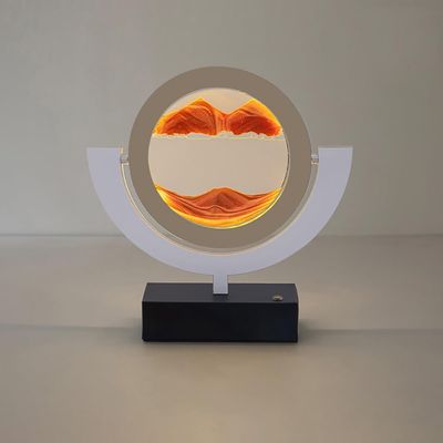 ADFLTFC Table Lamp Moving Sand Art Lamp, Sands of Time Lamp, 3D Sand Lamp Moving Sand Art Picture Round Sand Picture Lamp 3 Colors Art Light with Stand Relaxing Desktop Home Office Dcor(Red,B Frame)