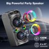 Portable Bluetooth Speaker 100W Big Powerful Wireless Boombox TWS Pairing Loud Stereo Sound Deep Bass Large Party Speakers with Subwoofer LED Lights for Outdoor Home Camping view 3