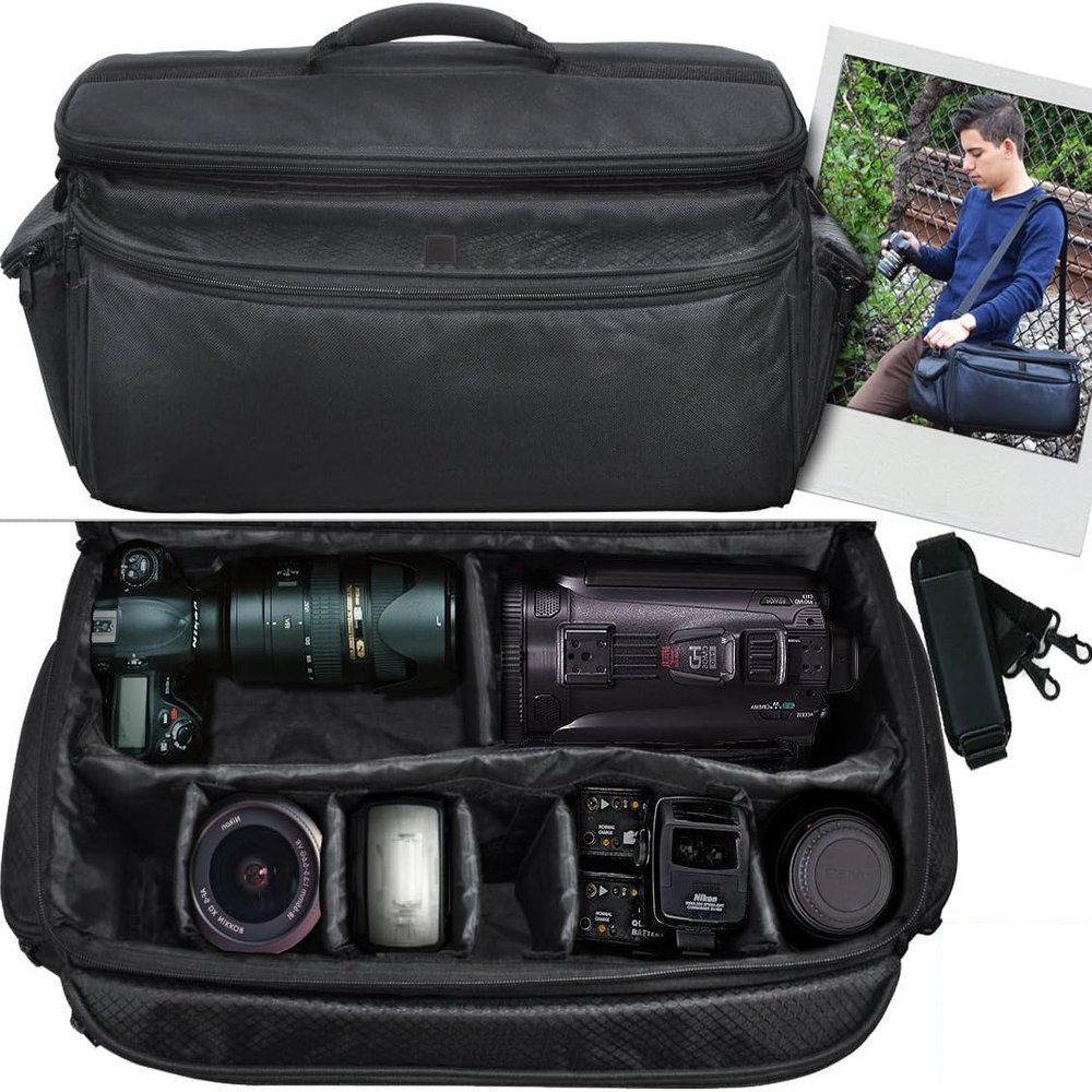 KLIOMAX Extra Large Soft Padded Water Resistant Camcorder Equipment Gadget Bag/Case for Canon XA10, XA20, XA25, XH-G1s, XL2 and More Cameras Camcorders and DSLR