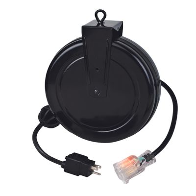 Alert ProReel 5030MFR Heavy-Duty Reverse Plug Retractable Cord Reel | 30' - 14/3 SJTW Cord | Single Grounded Outlet with Power Light | 13amp Circuit Breaker