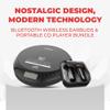 Coby CD Player Portable with Bluetooth & Wireless Earbuds, Wired Earbuds, FM Radio, AUX, MP3 Anti-Skip CD Player for Home, Car, Rechargeable Ear Buds, Lightweight view 2