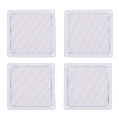 140mm Fan Dust Filter Mesh, Magnetic Frame PC Fan Grills Cover for Computer Case, 4 Pack, Ultra Fine PVC Mesh, Easy to Replace and Clean, Reduces Overheating (White)