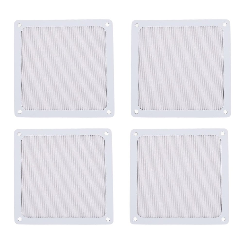 140mm Fan Dust Filter Mesh, Magnetic Frame PC Fan Grills Cover for Computer Case, 4 Pack, Ultra Fine PVC Mesh, Easy to Replace and Clean, Reduces Overheating (White)