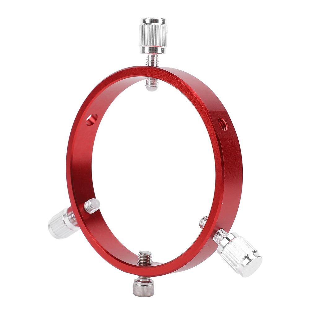 Guide Scope Ring 80mm Diameter Astronomy Telescope Finder Ring Bracket Widened 14mm Stable Screw Attachment for Diameter 60-80mm Telescope Tube, Red Color