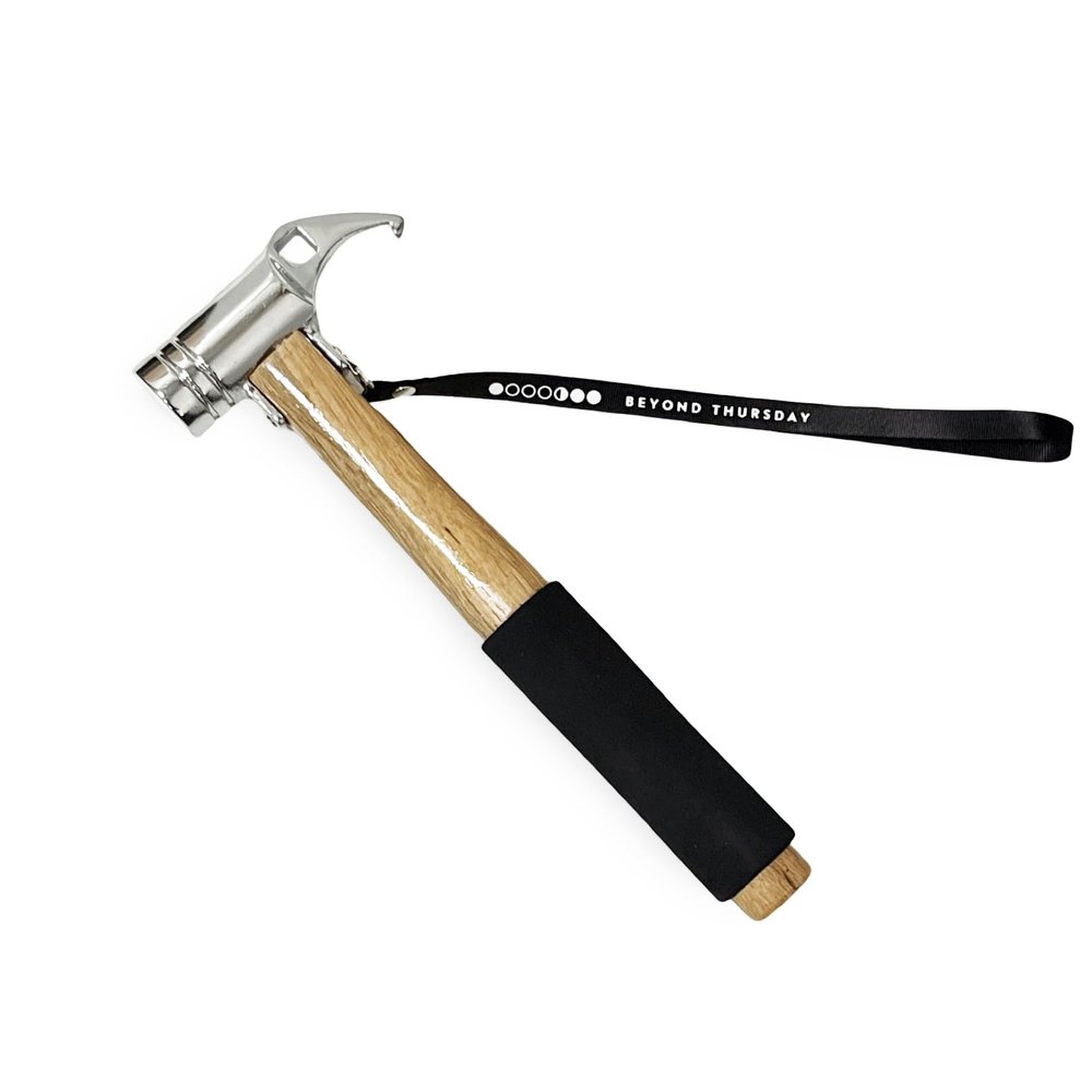Camping Hammer For Tent Steel Head With Solid Wood Handle And Cushion Grip - Tent Stake Hammer And Puller With Safety Strap, Heavy Duty Mallet For Stakes (Cast Steel)