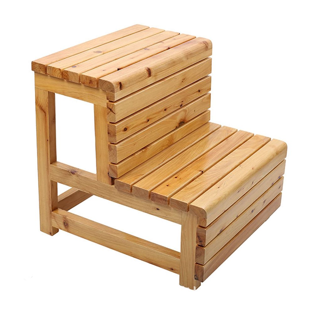 HDNSYNE Step Stools Bath Stool, Wooden Sofa Footstool Step Bench Multi-Function Wooden Ladders Kitchen High Stools Home Climbing Ladder Stool Folding Stairs Pedal/Wood Color
