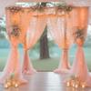 10ft x 8ft Peach Backdrop Curtain with Lights String for Parties, Sheer Tulle Wedding Photo Backdrops Drapes for Baby Shower Birthday Party Decorations Background for Photography view 2