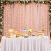 10ft x 8ft Peach Backdrop Curtain with Lights String for Parties, Sheer Tulle Wedding Photo Backdrops Drapes for Baby Shower Birthday Party Decorations Background for Photography view 3