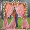 10ft x 8ft Dusty Rose Backdrop Curtain with Lights String for Parties, Sheer Tulle Wedding Photo Backdrops Drapes for Baby Shower Birthday Party Decorations Background for Photography view 2