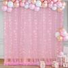 10ft x 8ft Pink Backdrop Curtain with Lights String for Parties, Sheer Tulle Wedding Photo Backdrops Drapes for Baby Shower Birthday Party Decorations Background for Photography view 1
