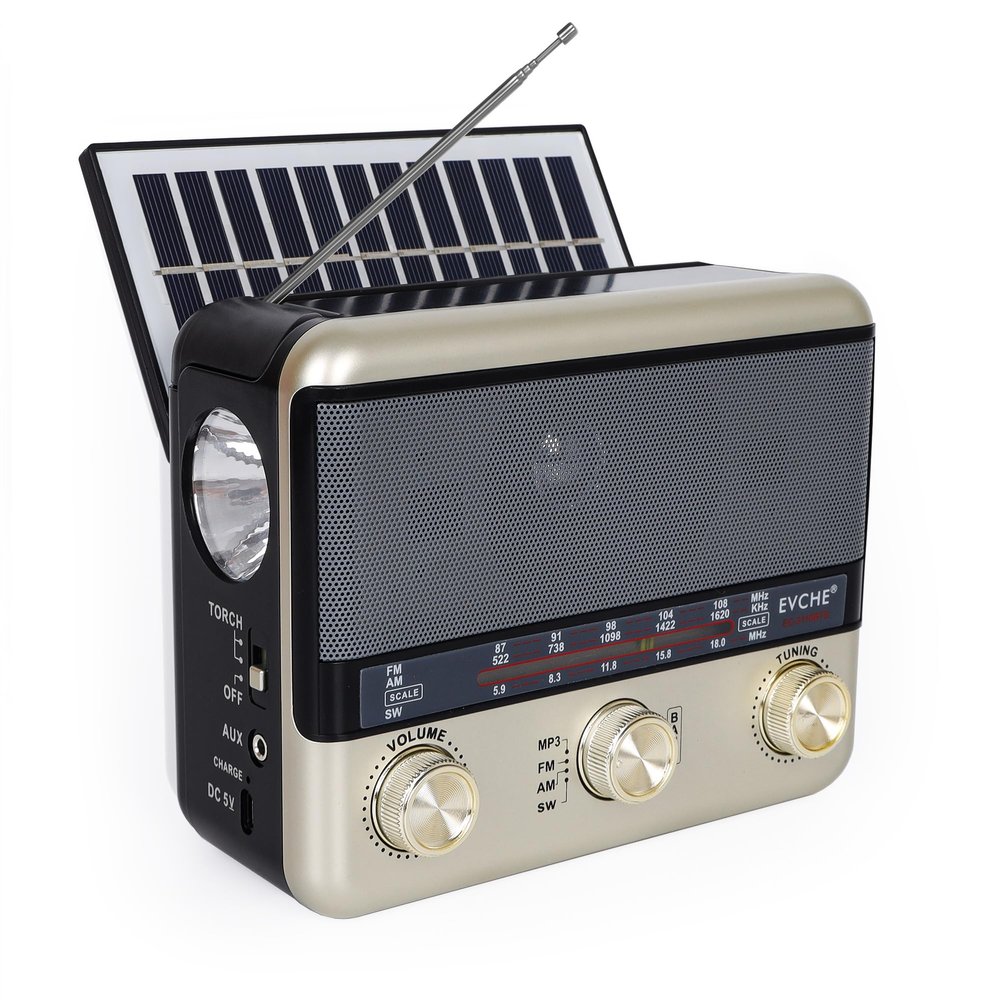 T.TAOMI Retro Portable Radio AM FM SW Shortwave Radio with Bluetooth Speaker, AC,Solar,SUB Charging, TF Card,USB Playing Flashlight