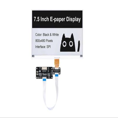 7.5inch E-Ink Display HAT for Raspberry Pi/Jetson Nano Also Fits Arduino/Nucleo 800x480 Pixel Black/White Two-Color SPI Interface E-Paper Screen Panel