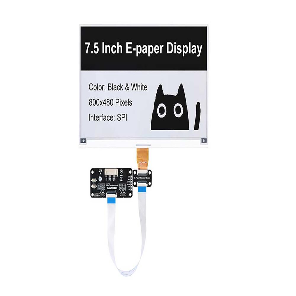 7.5inch E-Ink Display HAT for Raspberry Pi/Jetson Nano Also Fits Arduino/Nucleo 800x480 Pixel Black/White Two-Color SPI Interface E-Paper Screen Panel