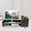 CURIEUYU Computer Monitor Riser Desk Stand, Desktop Storage Organizer with Drawer for Laptop, Computer (Black) view 2