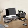 CURIEUYU Computer Monitor Riser Desk Stand, Desktop Storage Organizer with Drawer for Laptop, Computer (Black) view 3