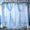 10ft x 10ft Blue Backdrop Curtain with Lights String for Parties, Sheer Tulle Wedding Photo Backdrops Drapes for Baby Shower Birthday Party Decorations Background for Photography view 3