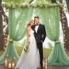 10ft x 8ft Green Backdrop Curtain with Lights String for Parties, Sheer Tulle Wedding Photo Backdrops Drapes for Baby Shower Birthday Party Decorations Background for Photography view 2