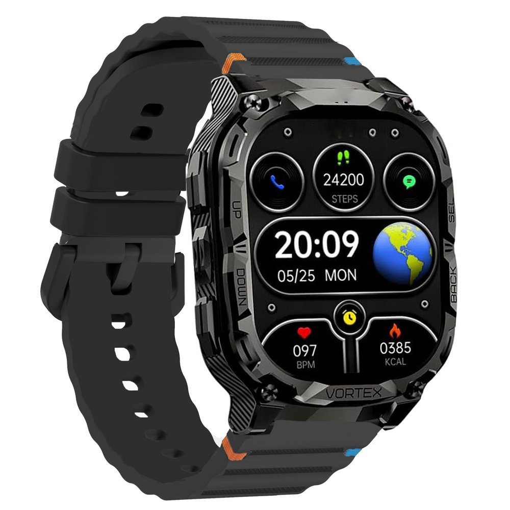 Lamshaw Compatible with Carbinox Vortex Bands, New Silicone Woven Line Adjustable Replacement Strap Compatible with Carbinox X-Ranger, Vortex, Vesta Smart Watch (Black, 22mm size band)