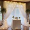 10ft x 8ft White Backdrop Curtain with Lights String for Parties, Sheer Tulle Wedding Photo Backdrops Drapes for Baby Shower Birthday Party Decorations Background for Photography view 2