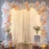 10ft x 8ft White Backdrop Curtain with Lights String for Parties, Sheer Tulle Wedding Photo Backdrops Drapes for Baby Shower Birthday Party Decorations Background for Photography view 3