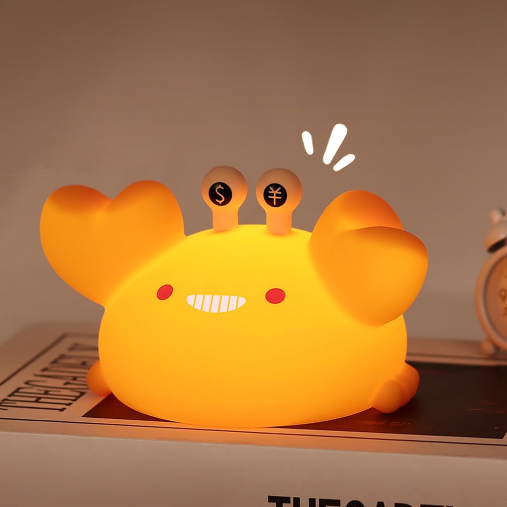 DEALFUN Cute Crab Cartoon Nursery Night Lights, Animal Design Safe Silicone Soft LED Nursery Lamp for Toddler Room Decoration