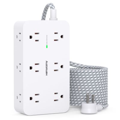 Extension Cord 15 Ft, HANYCONY Power Strip Surge Protector 12 Outlets 4 USB Ports (2 USB C), Large Desk Power Strip with Long Cord, Flat Plug, Wall Mount for Office Home College Dorm Room Essentials