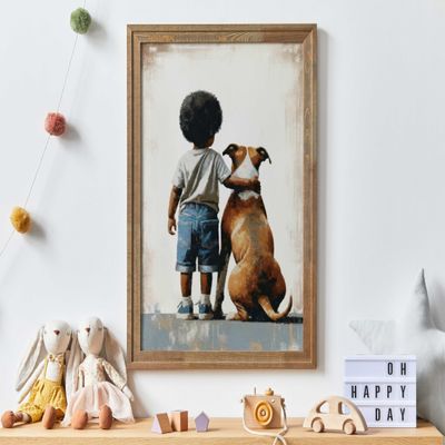 American Staffordshire Terrier Nursery Art, Boy & Dog Art Print, Black Boy Art, Pitbull Nursery Art, Afro, American Boy Art, Print Dog Art, American Staffordshire Terrier Nursery Art Photo,18